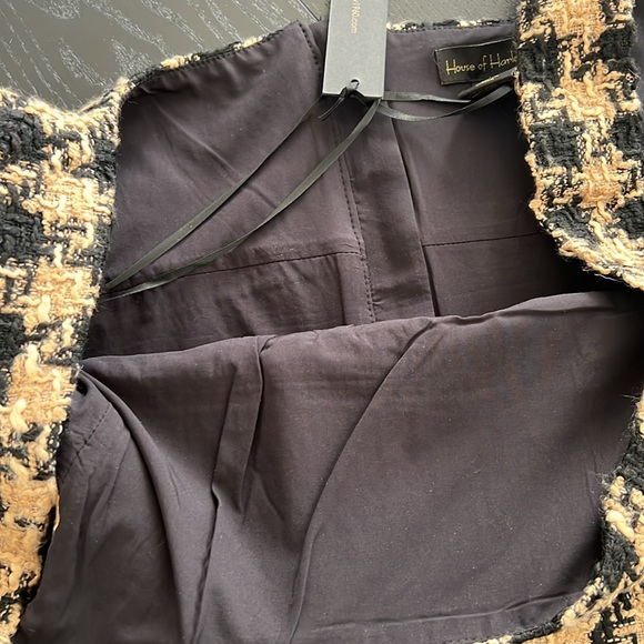 NWT House of Harlow Black & Tan Tweed Women’s Crop Top Sz L - Picture 7 of 7